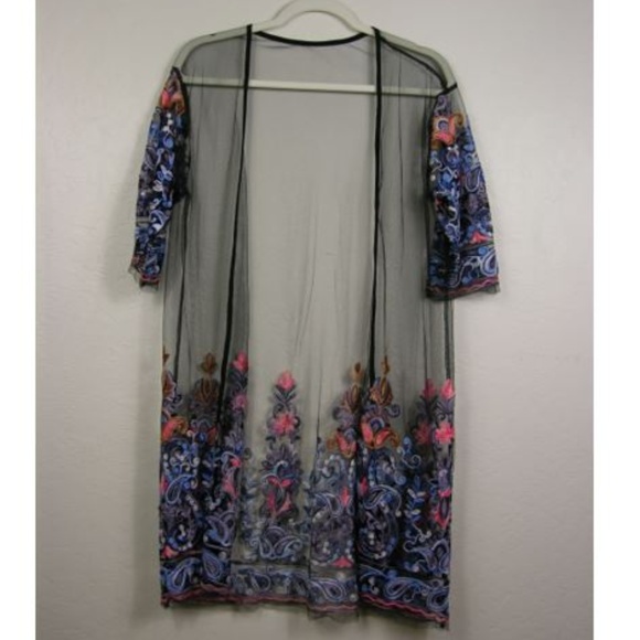 LAST ONE!! Floral Embroidered Mesh Cover Up - Picture 5 of 8